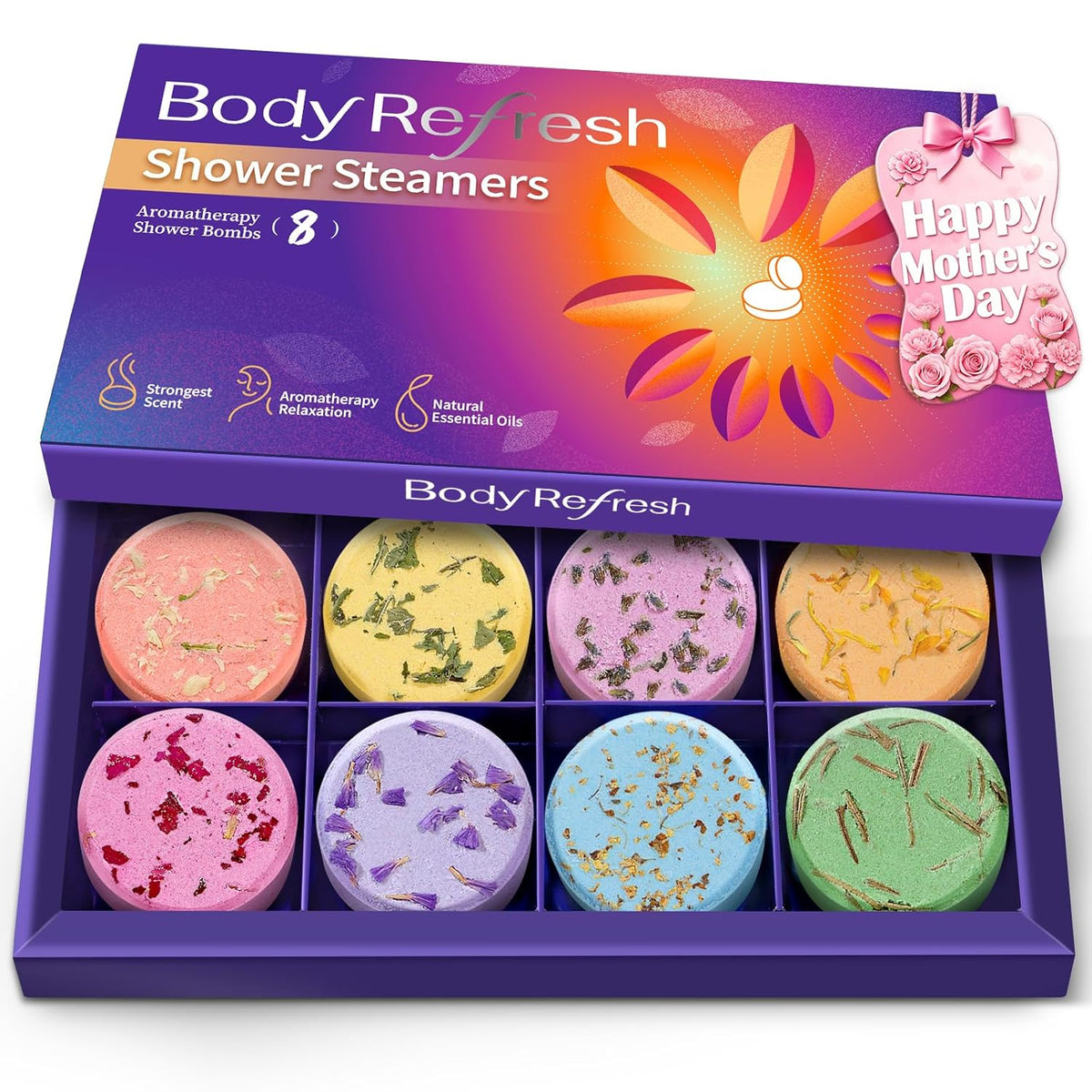 Skiennix Shower Steamers Aromatherapy - 8 Pack Essential Oil Shower Bombs for Relaxation & Stress Relief