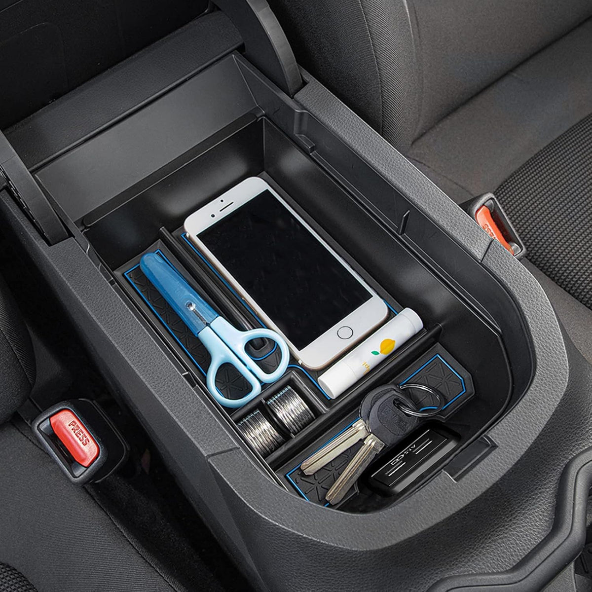 JDMCAR Center Console Tray Organizer for Toyota RAV4 2019-2025 Blue