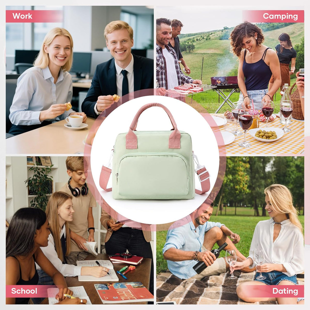 Skiennix Cute Lunch Bag - Corduroy Insulated Tote for Women | Reusable Cooler for Work & Travel