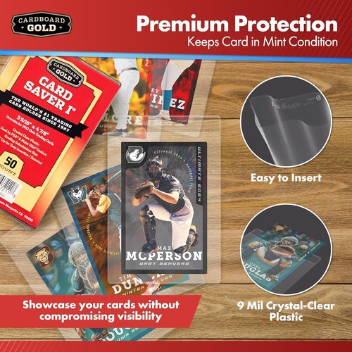 Cardboard Gold Card Saver 1-400 Count | Semi-Rigid Trading Card Holders - PSA-Approved Protectors for Sports Cards