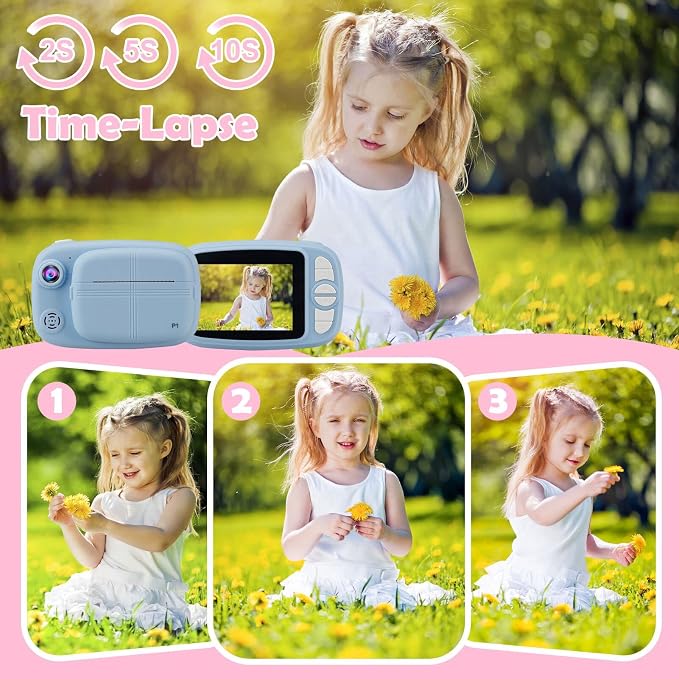 Kids Instant Camera, Mijiaowatch 12MP/1080P Kids Digital Print Camera