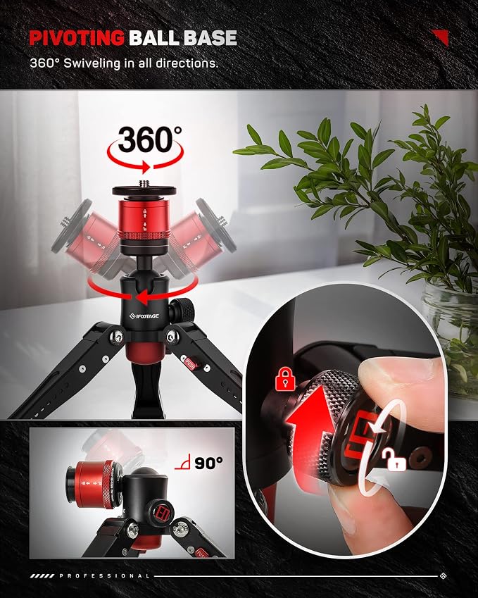 IFOOTAGE Monopod Base Cobra 3 Base, Aluminum Desktop Mini Tripod