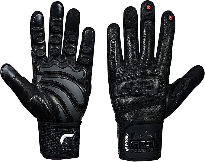 Elite Leather Gym Gloves with Built in 2" Wide Wrist Wraps Grip & Design for Weightlifting Power Lifting Bodybuilding & Strength Training Workout Exercises