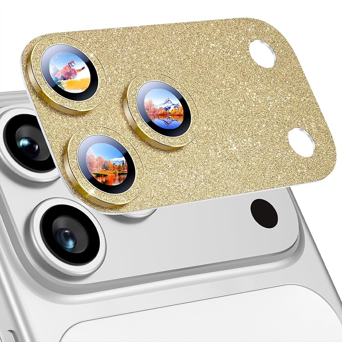Uyiton for iPhone 17-Pro-Max Camera-Lens Protector: Bling Metal Tempered Glass