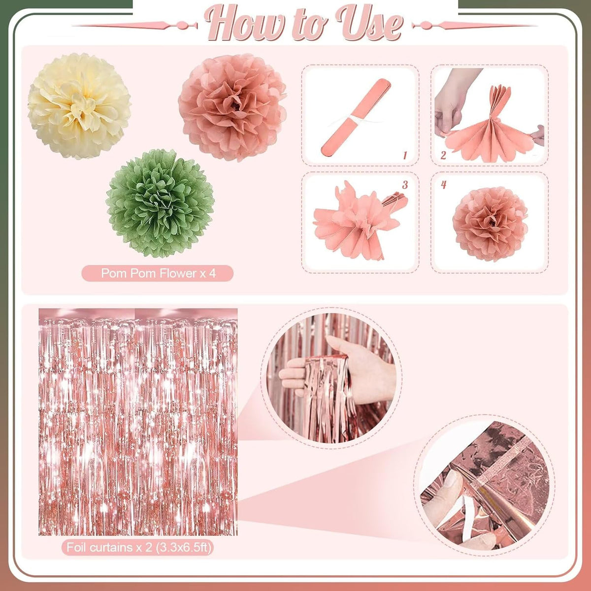 Regine Switzerland Birthday Decorations - Retro Rose Gold & Sage Green Party Décor Set | Balloons, Banners & More