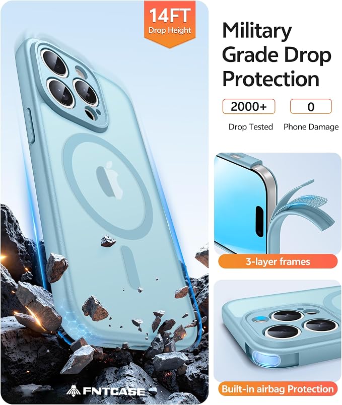 FNTCASE for iPhone 14 Pro Case: Translucent Matte Cases