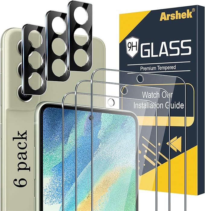 Galaxy S21 FE Screen Protector and Camera Protector, Tempered Glass Screen
