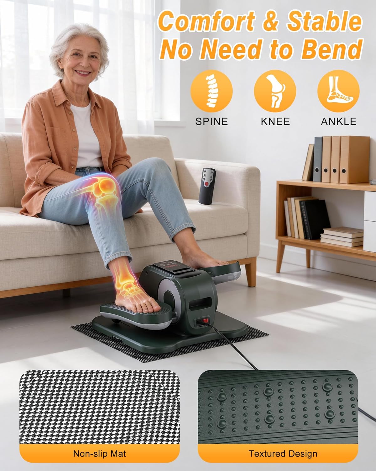 VIVURN Under Desk Elliptical - 12-Speed Electric Leg Exerciser with Manual & Auto Modes | Quiet & Smooth for Home Office