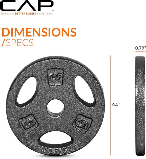 CAP Barbell Weight Plates - Standard 1-Inch Grip for Enhanced Lifting | Durable Design