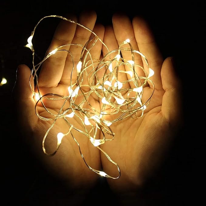 15 Pack 30 LED Micro Starry String Lights Battery Operated(Included),Fairy Waterproof Silver Wire Lights,for DIY Party Garden Wedding Table Indoor&Outdoor Decorations