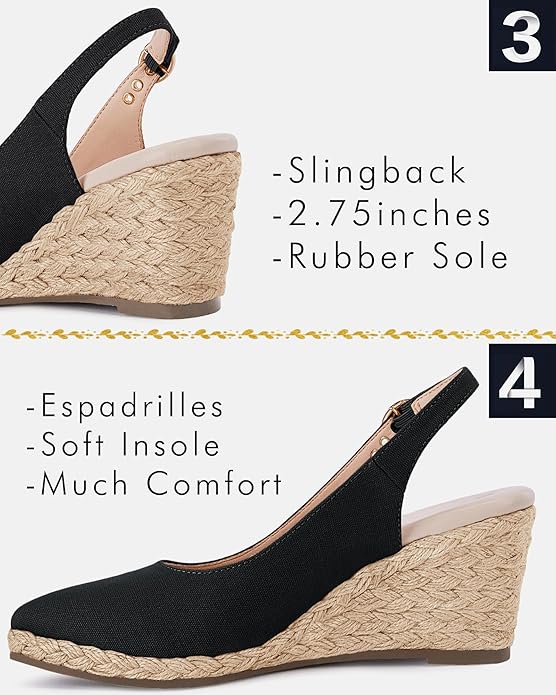 Juliet Holy Womens Wedge Sandals Espadrilles Closed Toe Slingback Buckle Strap Comfortable Casual Summer Wedges Shoes
