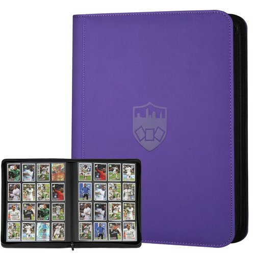 GERMUN Trading Card Binder - 16 Pocket Premium Album for 1000+ Cards | Double-Sided Purple Cover