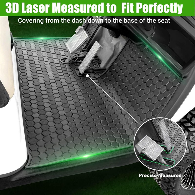 Yamaha Drive G29 Golf Cart Full Coverage Floor Liner Mat, Only Fits Yamaha Drive (Gen1), G29, YDR, Adventurer (2007-2016), Upgraded Non-Slip, 8MM Thick Rubber Floor Mats, Black Trim