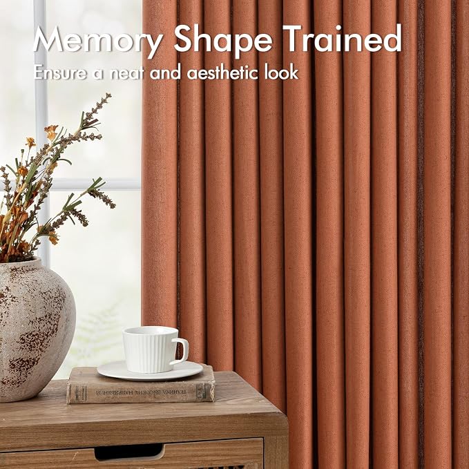 Memory Trained Pinch Pleated Curtains 96 Inches Long, Viral Linen Pinch Pleat