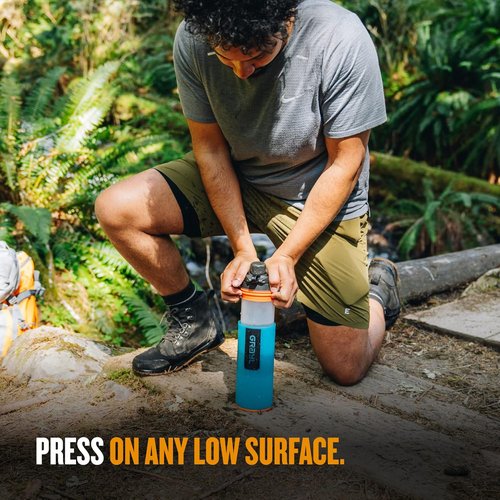 GRAYL GeoPress Water Purifier Bottle - 24 oz Filter for Hiking, Camping & Travel | Bali Blue