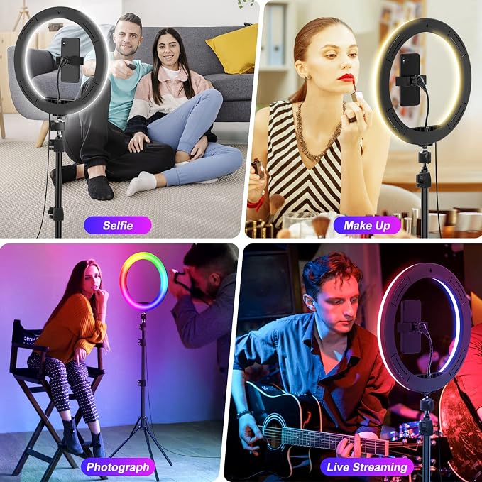 STALLY 13.3" Ring Light with Stand, Music Mode, 3 CCT Modes & 96 RGB Color Modes