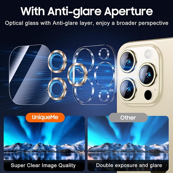 UniqueMe Compatible for 3 Pack iPhone 15 Pro/iPhone 15 Pro Max Camera Lens