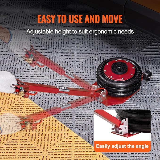 VEVOR Air Jack, 3 Ton/6600 lbs Triple Bag Air Jack, Air Bag Jack Lift Range 5.9"-15.75", Airbag Jack with Adjustable Long Handle, 3-5 S Fast Lifting for Car, Auto Shop, Garage