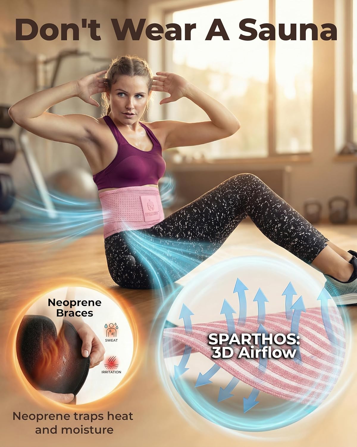 Sparthos Back Support Belt - Immediate Back Pain Relief | Breathable Lumbar Brace for 24-31" Waist (Pink-XS)