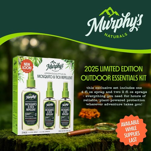 Murphy’s Naturals Mosquito & Tick Repellent Spray - Plant-Based Outdoor Essentials Kit | 3-Pack (1x4 oz + 2x2 oz)