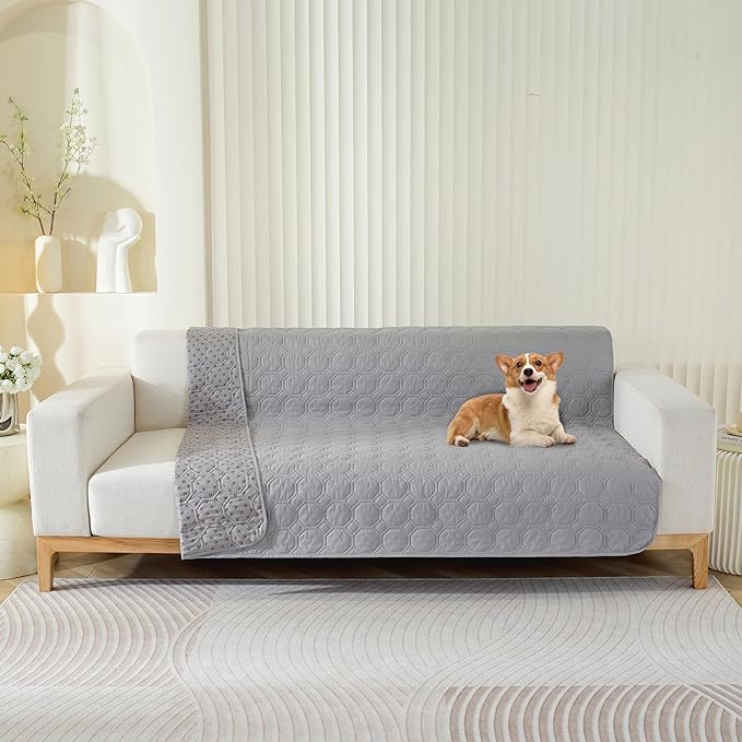 Waterproof Dog Bed Cover Non-Slip Stain Resistant pet Sofa Cushion, pet Mattress Cover Cover, Sofa Furniture Protector for Small Dogs Large Dogs and Cats (Light Gray) (30x53in)