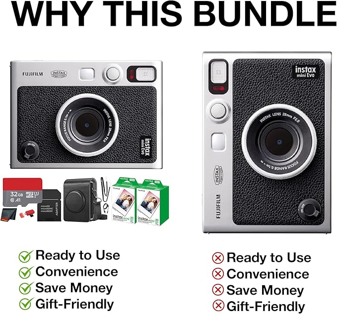 Fujifilm Instax Mini EVO Hybrid Instant Camera Bundle
