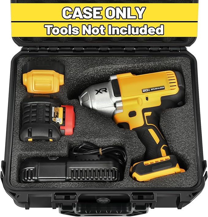 Case for Dewalt Impact and Torque Wrench - Waterproof Hard Tool Box for Dewalt Set, Power Tool Combo Kit Bag for Atomic 20V 2/1 3/4 3/8 Inch Cordless Torque Wrenches/Battery/Charger (Case Only)