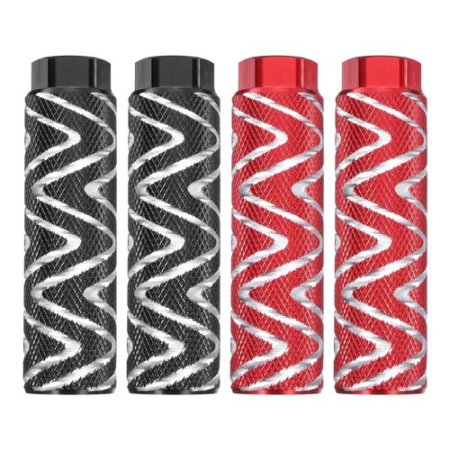 HARFINGTON 2 Pairs Bike Pegs Aluminum Alloy Rear Stunt Pegs Anti-Skid Foot Pedals Fit 3/8" Axles for Mountain Bike BMX, Black & Red