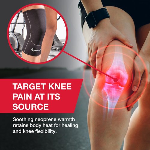 MUELLER Sports Medicine Closed Patella Knee Sleeve, Knee Pain Relief Support for Men and Women, Ideal for Arthritis, Sprains, Black, Large
