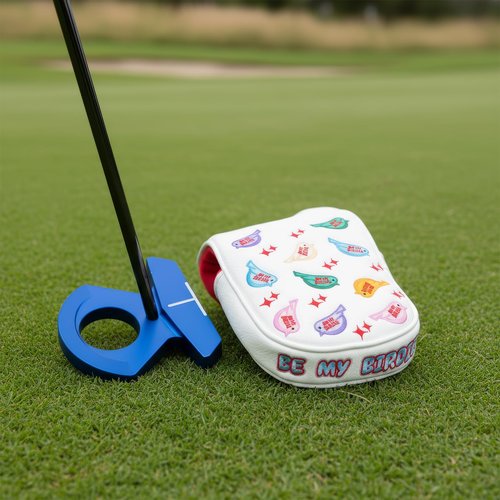 Golf Mallet Putter Cover Headcover, Magnetic Closure Premium Leather Birdie Golf Head Covers Fits Golf DF3 Putter - USA Mallet Putter Headcover (Birdie)
