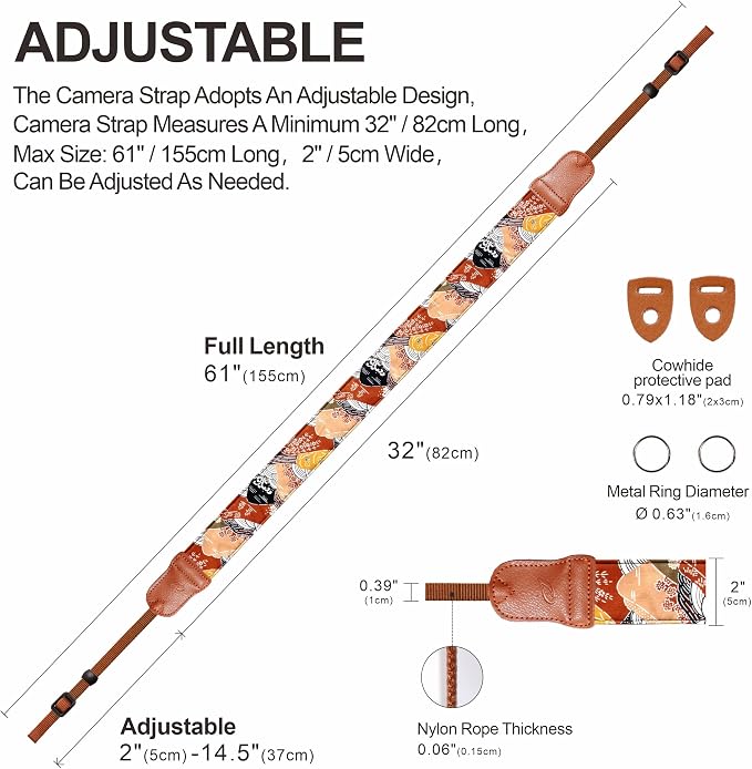 Padwa Lifestyle Japanese Art Style Brown Camera Strap