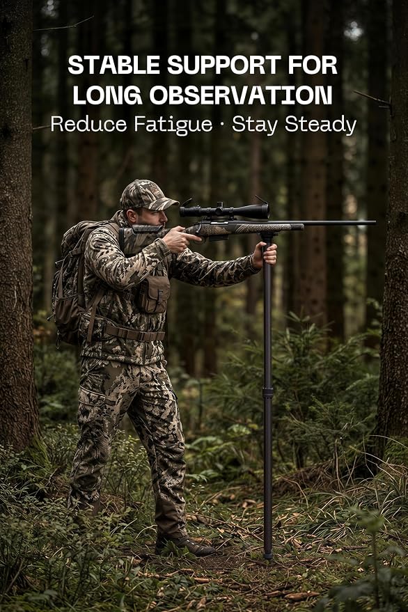 FANAUE Hunting Shooting Stick, Adjustable Height Monopod