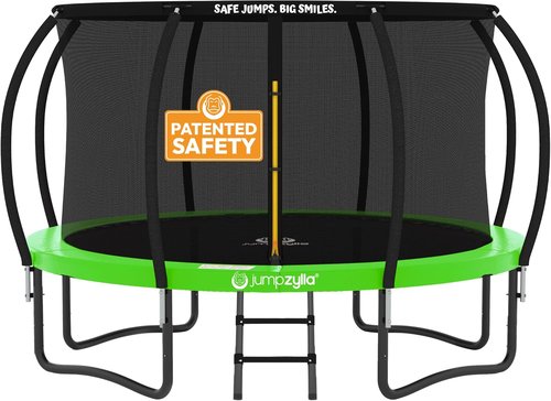 Jumpzylla Trampoline - Outdoor Recreational Trampoline with Enclosure & Ladder | 8FT to 16FT, ASTM Approved