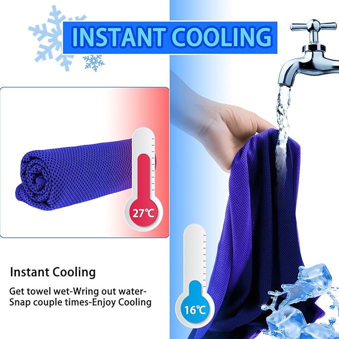 Cooling Towels 20 Pack, 40"x 12" Cooling Rags Neck Wraps for Sports with Carrying Pouch, Gym Cooling Neck Towels for Hor Weather, Sweat, Fitness, Travel