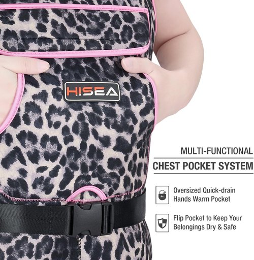 HISEA Women's Chest Waders - 4.5mm Neoprene Leopard Print - Insulated Waterproof Fishing Gear
