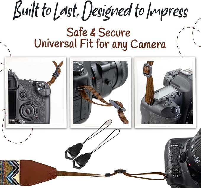 Art Tribute Camera Strap, Vintage Embroidered Neck Shoulder & Crossbody Camera