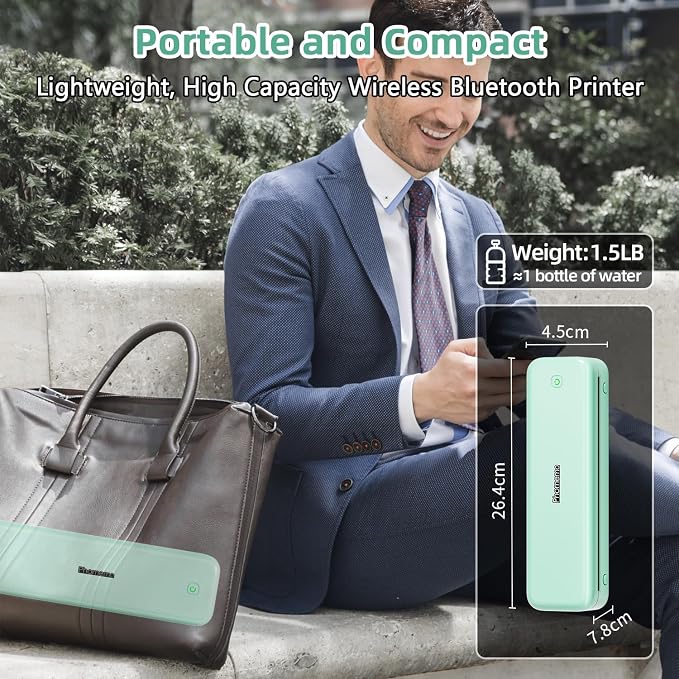Phomemo M834 Portable Printer, Wireless Bluetooth Thermal Printer, Support