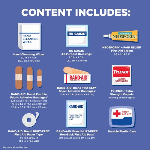 BAND-AID Brand Portable Emergency First Aid Kit - 80 Pieces for Home, Travel & Outdoor Care