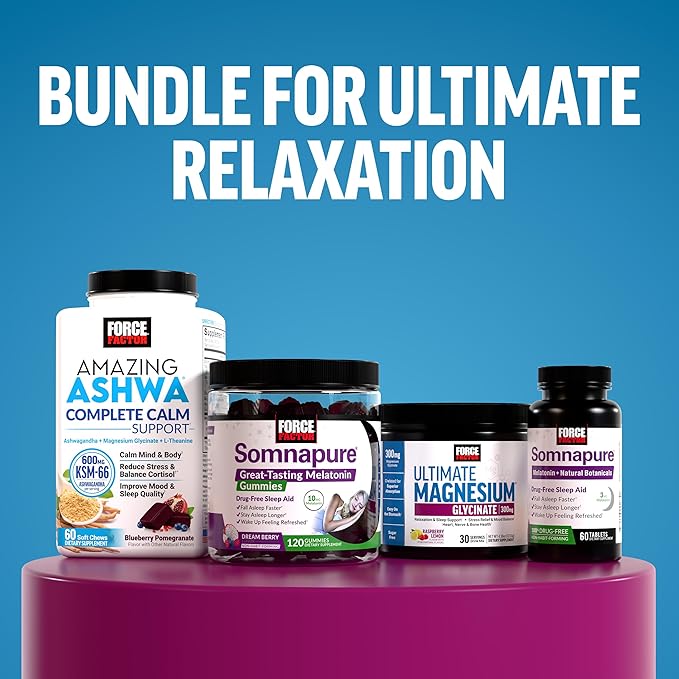 Force Factor Ultimate Magnesium Supplement, 330mg Magnesium Glycinate & Magnesium Citrate, Like Magnesium Gummies, Support Calm, Relaxation, Vegan & Gluten Free, Mixed Berry Flavor, 60 Soft Chews