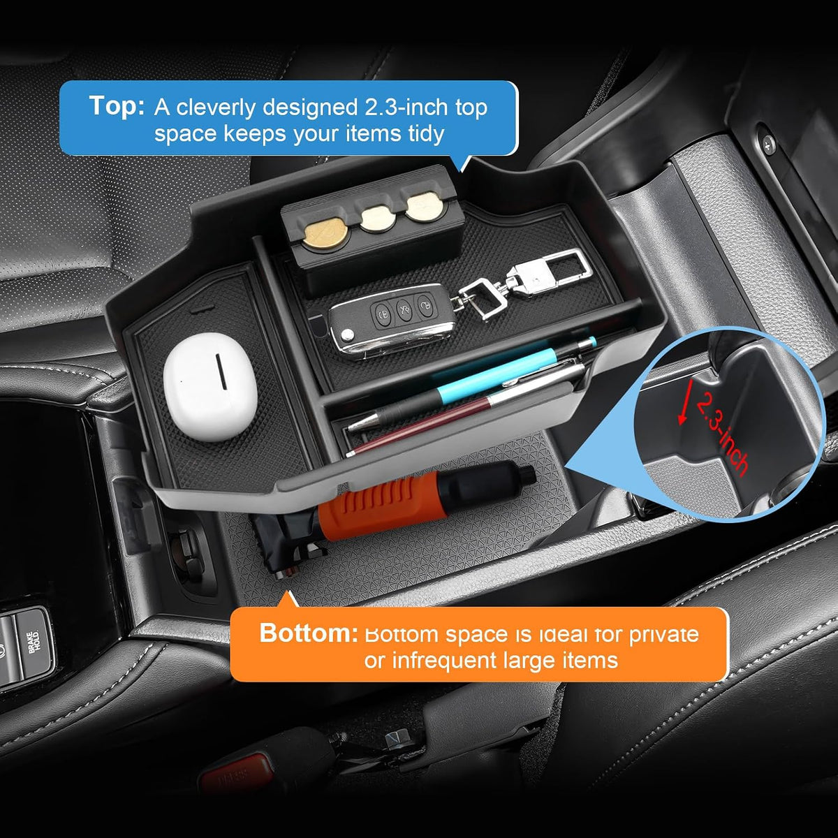 2023-2025 2026 Accord Hybrid Center Console Organizer for Honda Accord (LX/SE/EX/EX-L/Sport/Sport-L/Touring), Durable ABS Plastic Console Tray Insert 2026 Accord Accessories w/Coin Holder