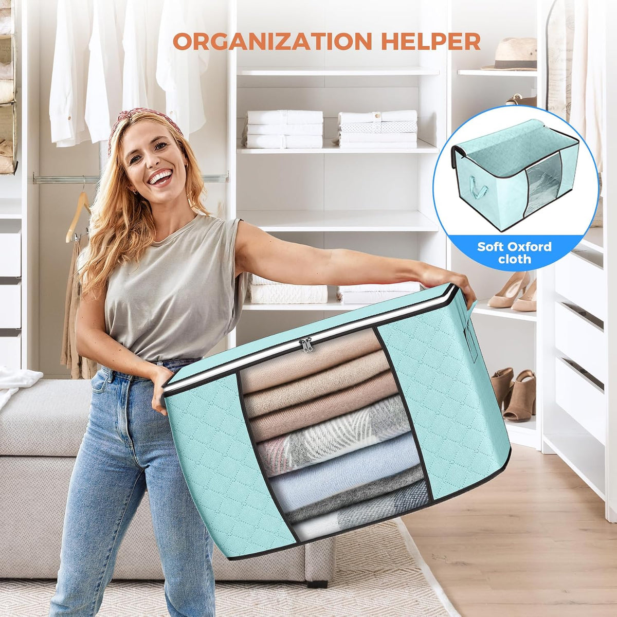 90L Large Storage Bags, 6 Pack Clothes Storage Bins Closet Organizers