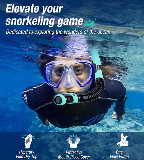Aegend Diving Dry Snorkel - Top Dry Valve Snorkeling Gear for Adults & Youth | Ideal for Freediving & Swimming