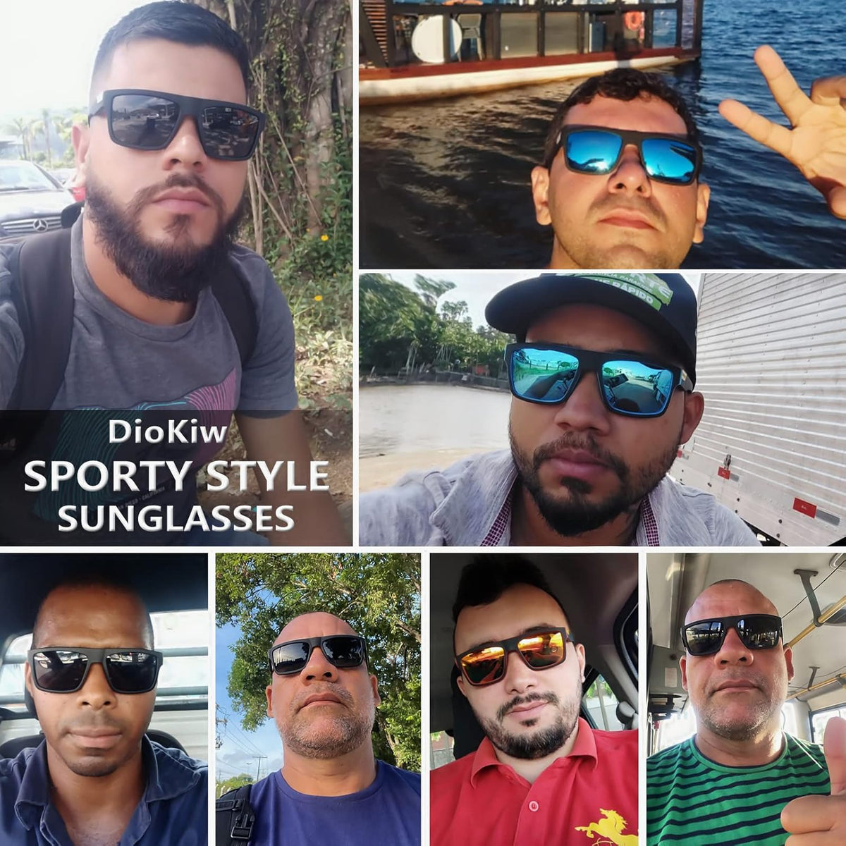 Polarized Sunglasses for Men - Sporty Square Frame with UV Protection | Lightweight Travel Goggles