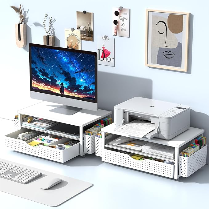 Spacrea Desk Organizer and Accessories, Computer Monitor Stand Riser