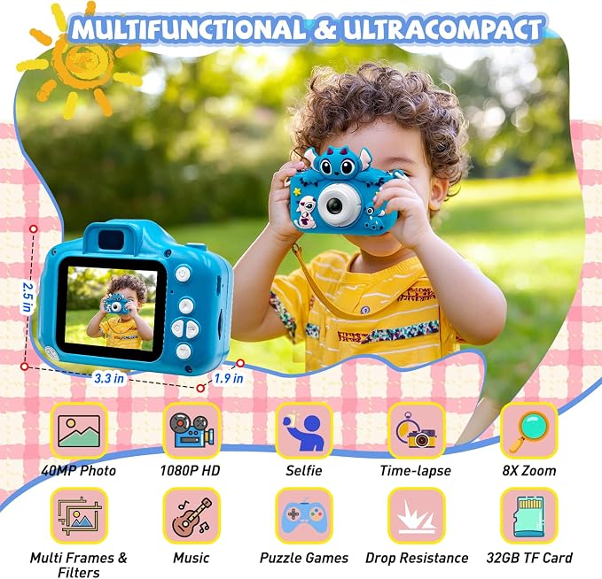 Kids Camera 2PCS Toddler Digital Camera Little Girls Toy Camera