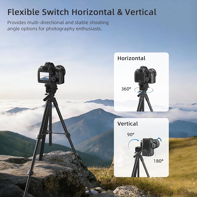 Camera Tripod, Travel Tripod for Camera Canon EOS Rebel Nikon, Compatible