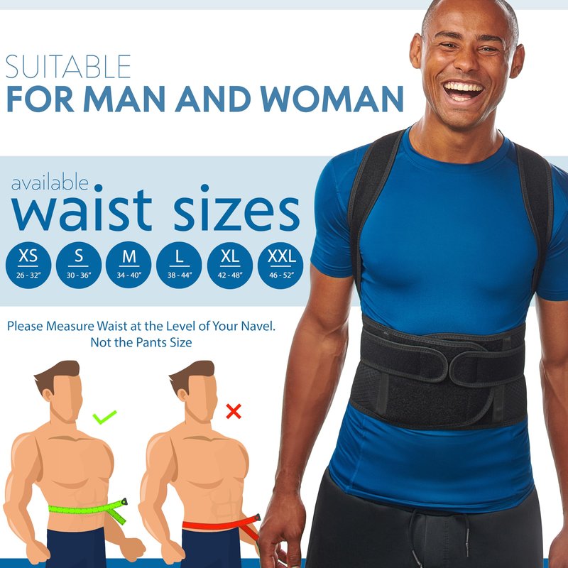 Selbite Posture Corrector for Men and Women - Back Brace for Upper and Lower Body Support - Adjustable Straightener with Pain Relief and Muscle Memory (Medium)