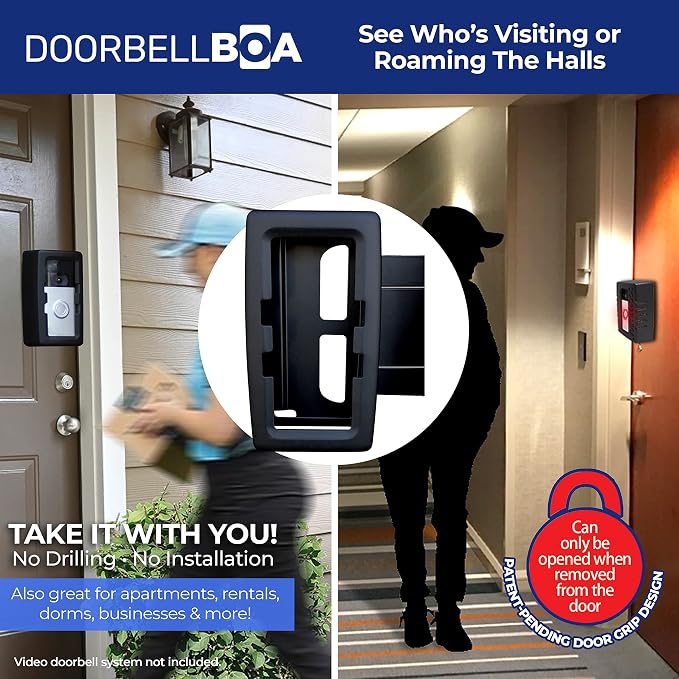 Anti-Theft Video Doorbell Door Mount, No Tools or Installation, Mounts Securely