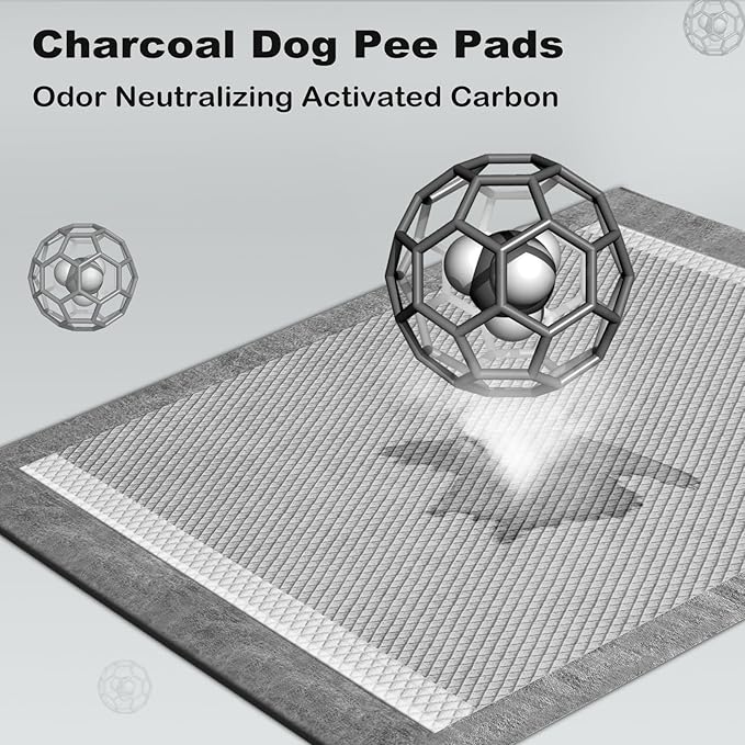 MIZOK Dog Pee Pads Large 28x34in Charcoal Pee Pads for Dogs Activated Carbon Odor-Control Absorbs Up to 8 Cups of Urine, 6-Layer Leak-Proof (100 Counts)