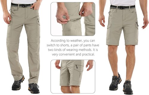 Jessie Kidden Men's Convertible Hiking Pants - Quick Dry, Lightweight Travel & Fishing | Light Apricot, Size 32